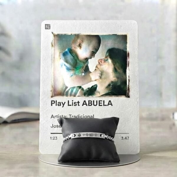 tarjeta con play list spotify mas pulsera Pulsera Spotify con Tarjeta personalizada de regalo